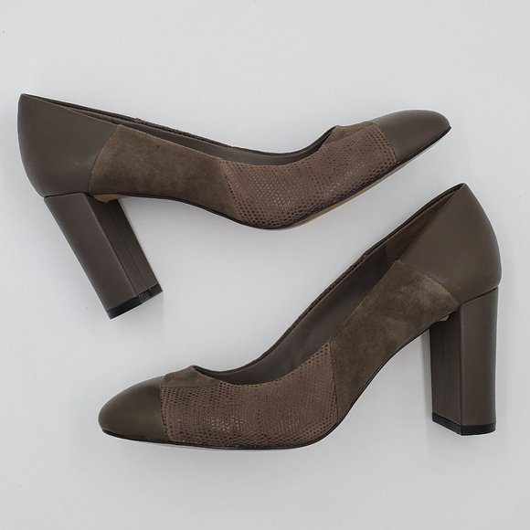 Tahari Elroy snakeskin & suede block heels - Picture 4 of 8